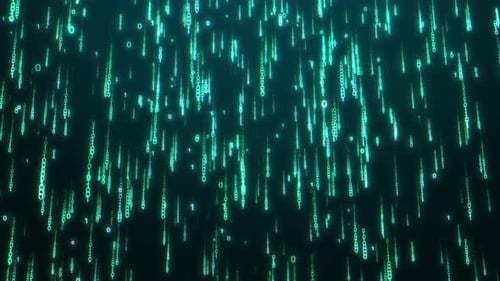 Futuristic Data Flow: Falling Binary Matrix in Dark Digital Space