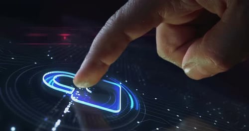 Cyber security with padlock symbol digital 3d finger touch