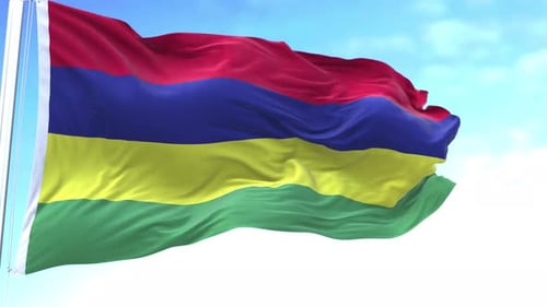 Waving Flag of Mauritius with Realistic Fabric Simulation