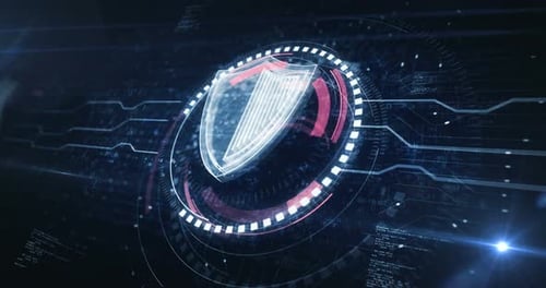 Boucle conceptuelle numérique avec symbole de cybersécurité Shield