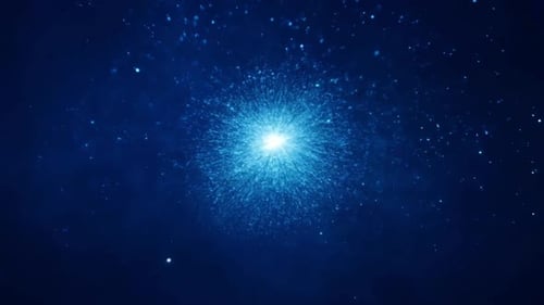 Abstract Blue Light Burst Particle Background