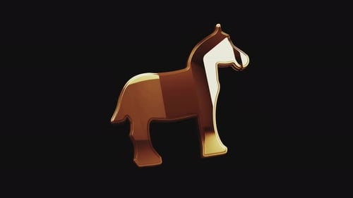 Golden Metallic Horse Icon Modern 3D Loop Animation