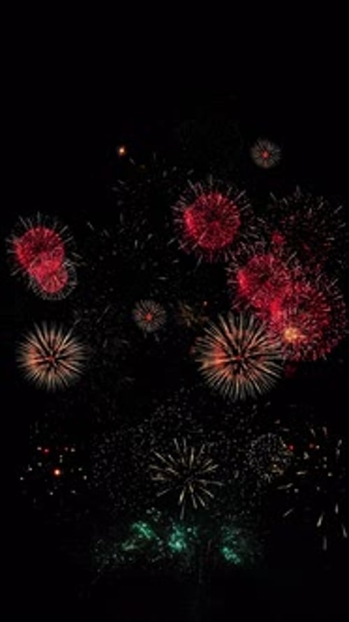 Colorful Fireworks Bursting for New Year and Festive Celebrations