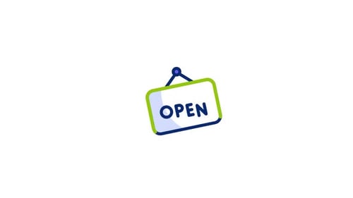 Flat Design Open Sign Revealing Animation
