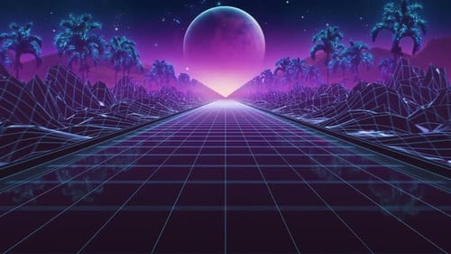 Loop Background Neon Retro Wave 80s Style