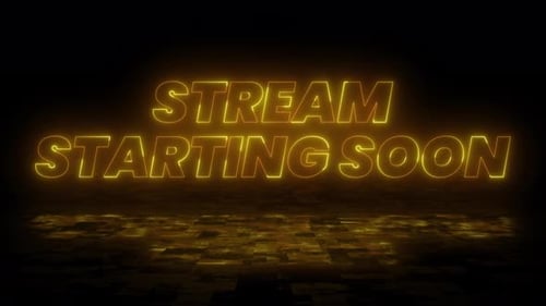 Stream starting soon neon text animation suitable for video live streaming. Looped Glowing Light 4K.