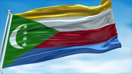 Comoros Flag Waving Loop in Realistic Style
