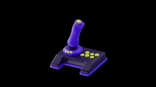Rotating 3D Retro Gaming Joystick Animation