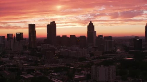 Atlanta, Georgia Circa-2017, Gorgeous Sunset Over the City of Atlanta. With