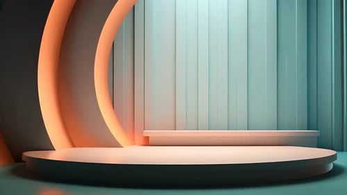 podium Futuristic showcase with platform for product displaying. Empty modern stage display