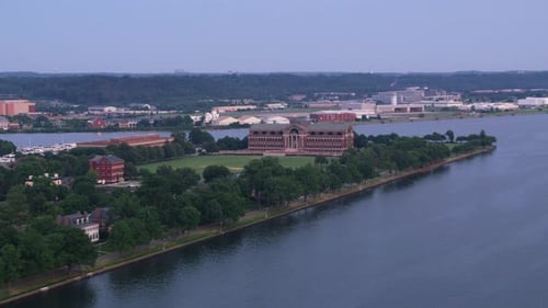 Roosevelt hall in Washington dc aerial view at dusk shot on red epic-w helium
