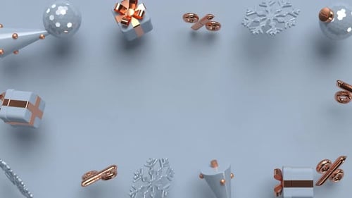 Animated Christmas Holiday Loop with 3D Ornaments Frame