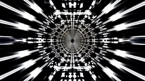 Abstrakte geometrische Schwarzweiß-Tunnelschleife mit hohem Kontrast
