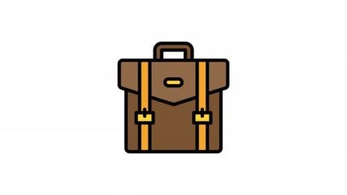 Animated Flat Design Briefcase Icon