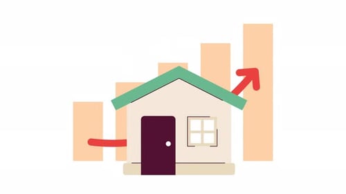 Housing market inflation rising graph 2D animation