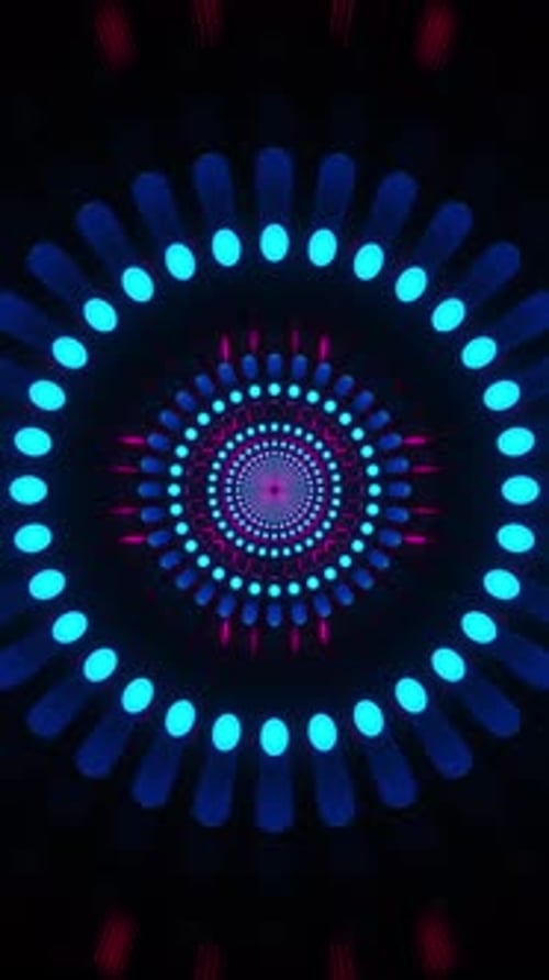 Abstract Neon Glowing Tunnel Loop Background