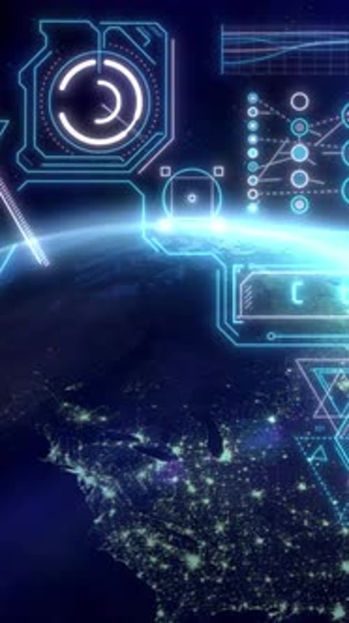 Infographics About Artificial Intelligence on the Background of the Earth