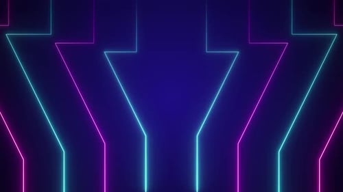 fundo de néon azul abstrato com seta e linha, festa de discoteca, fundo de loop futurista, abstrato