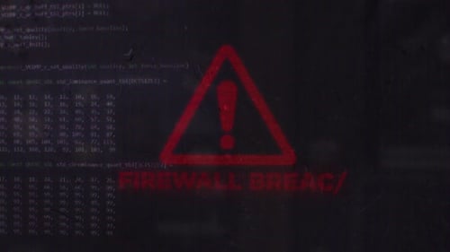Digital Glitch Firewall Breach Warning Animation