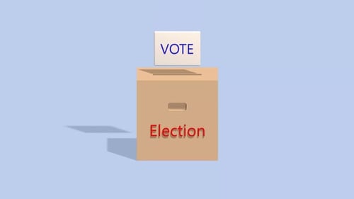 Election Ballot Box with Vote Card Flat Design Animation