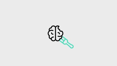Animated Brain Icon Devoured by Fork Concept