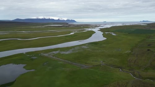 River Tundra of Iceland Aerial View