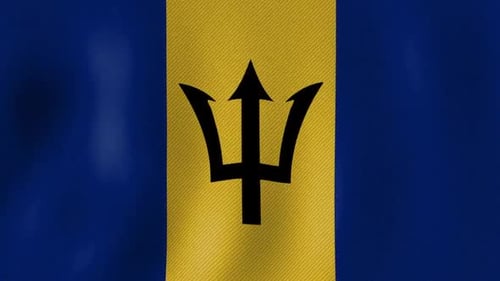 Barbados Flag Waving with Realistic Fabric Texture