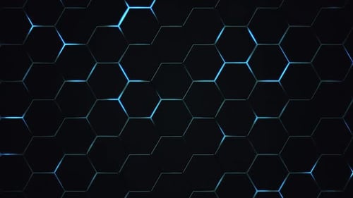 Abstract Futuristic Hexagon Grid Blue Glowing Light Loop