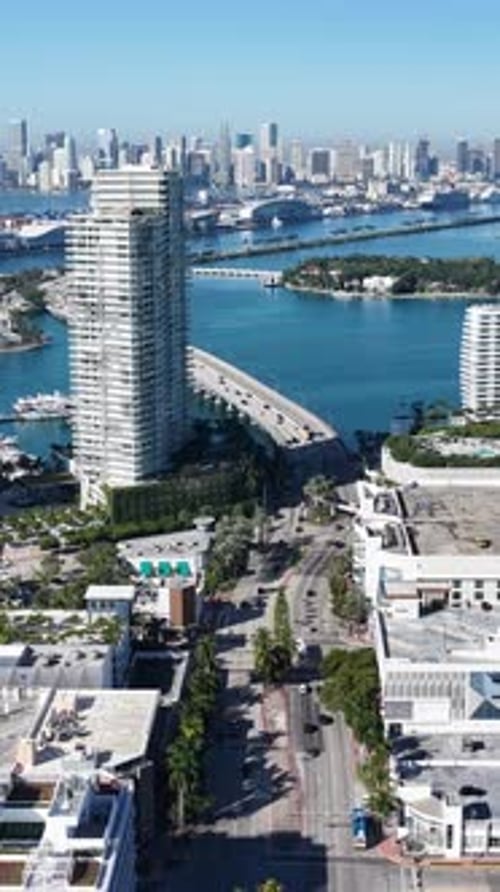 Miami Beach Skyline At Miami Beach In Florida United States.