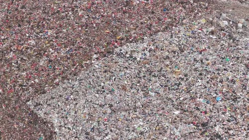 Aerial view of a huge landfill environmental pollution