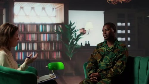 African American Serviceman Suffering From Post Traumatic Stress Disorder