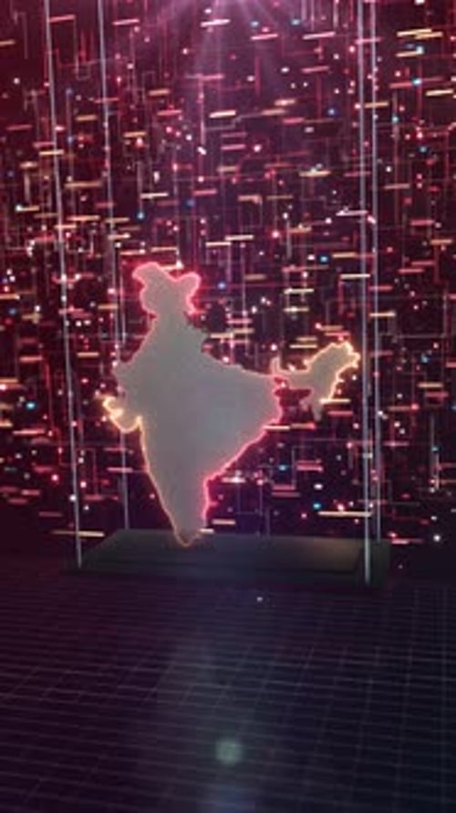 Futuristic Digital India country. Data Technology Globe on India Country data background. business e