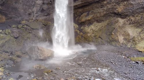 Kvernufoss Waterfall Close Up Vertical Panning