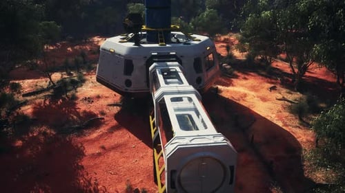 Futuristic Complex Towering Over Forest