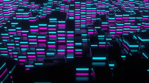 Cyan And Pink Circular Neon Equalizer Background Vj Loop In 4K