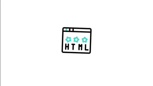 Animated HTML Browser Window Icon with Sparkling Stars