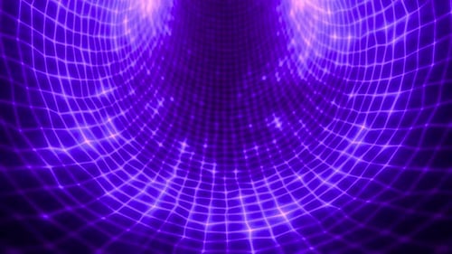 Stunning purple abstract tunnel background with glowing geometric lines, perfect for tech, science,
