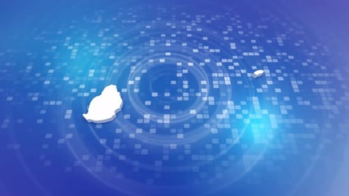 Mauritius Island Map Reveal on Digital Technology Grid