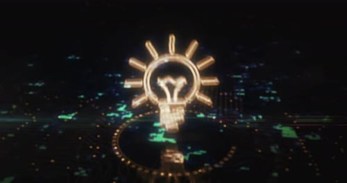 Bulb idea and creative innovation symbol cyber concept