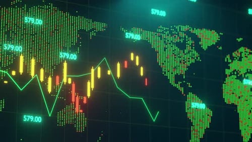 Animated World Map with Financial Data and Stock Charts
