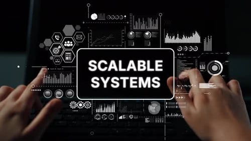 Hands Using Touchscreen Computer Technology Interface at Night