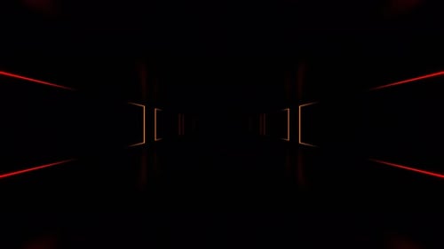 Red And Orange Neon Area With Rotating Rectangles Background Vj Loop In 4K