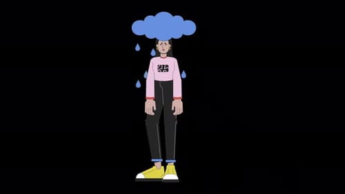 Animated Illustration of a Person with a Rain Cloud Overhead
