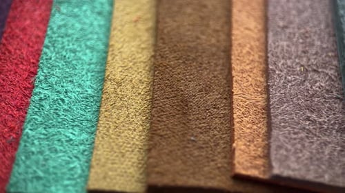 Colorful Suede Fabric Material Swatches Close Up