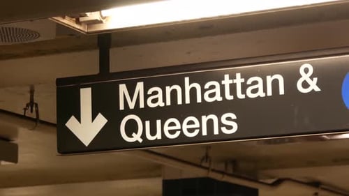 New York Subway Station Interior Manhattan Text Sign Underground Metropolitan United States Metro