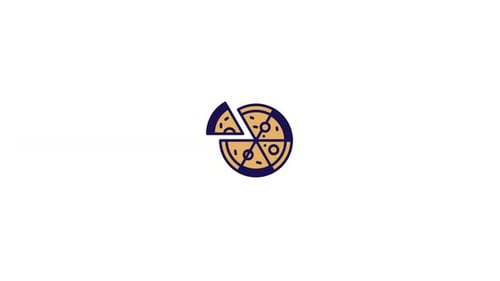 Animated Flat Design Pizza Icon with Moving Slice