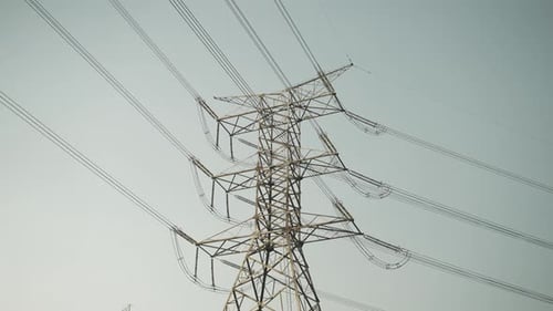 high voltage post near electricity power plant.