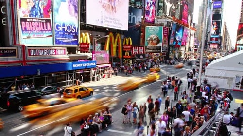 New York - May 21, 2012: 4k Time Lapse Of Times Square Traffic At Daytime, On May 21, 2012 In New...