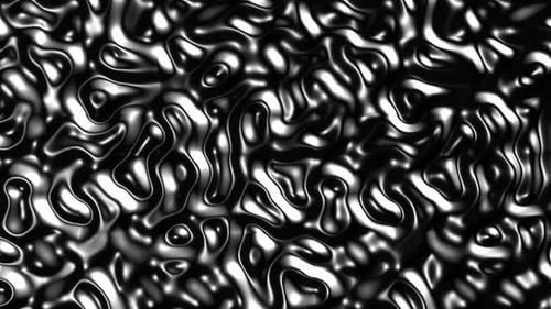 Abstract Black Liquid Metal Fluid Flowing Background Loop