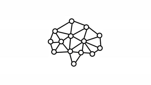 Neural network brain diagram in minimal line animation